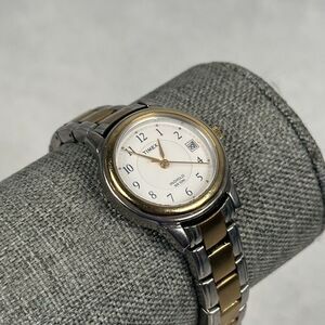 Timex Watch Womens 26mm Date Indiglo Round Date Two Tone 6.5" New Battery